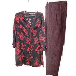 ``P25707. Cherry Creek Black & Red Pantsuit